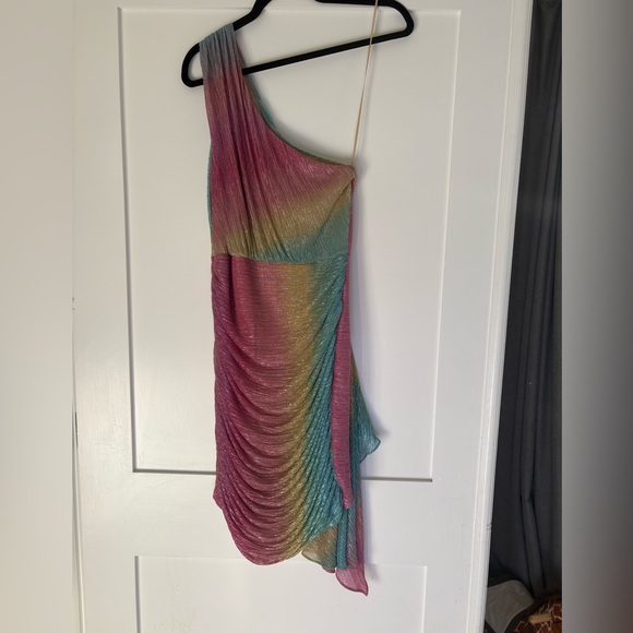 PatBO Vibrant One-Shoulder Dress in Pink and Blue - Picture 3 of 4